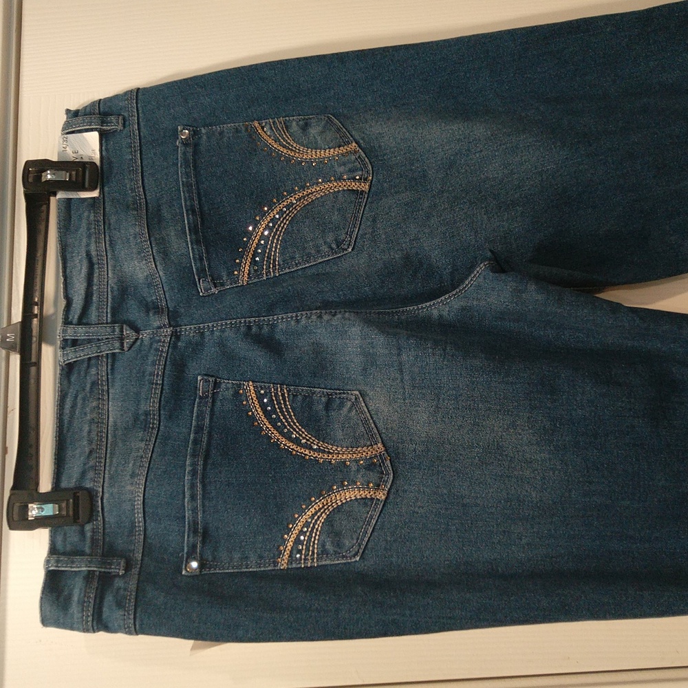 Curve Appeal High Rise Flare Classic Blue Jeans Women's Sz 14/30 NWT Comfy, Y2K - Picture 8 of 14